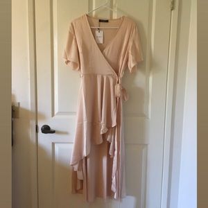 FEW MODA Blush Silk Wrap Dress